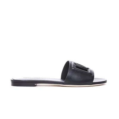 DOLCE & GABBANA DOLCE&GABBANA WOMEN LEATHER SLIDE WITH DG LOGO