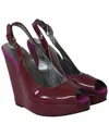 Dolce & Gabbana Dolce&gabbana Women's Leather Slingback Peep Toe Wedge, Size 36.5 (authentic  Pre-loved) In Burgundy