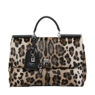 Dolce & Gabbana Dolce&gabbana Women Leo Print My Sicily Handbag In Brown