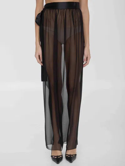 DOLCE & GABBANA DOLCE&GABBANA WOMEN LONG SILK CHIFFON SKIRT