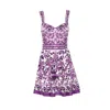 Dolce & Gabbana Violet Dress With Thin Straps And All-over Floral Motif In Cotton Blend Woman In Purple