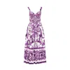 Dolce & Gabbana Long Poplin Dress With Majolica Print In Purple