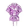 Dolce & Gabbana Majolica Print Silk Twill Shirt Women In Purple