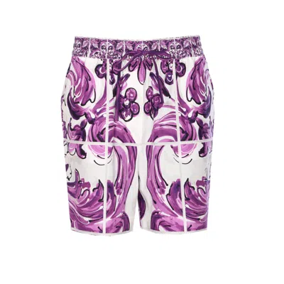 Dolce & Gabbana Dolce&gabbana Women Maiolica Print Twill Shorts In Multi