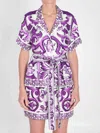 Dolce & Gabbana Majolica Print Silk Twill Shirt Women In Purple