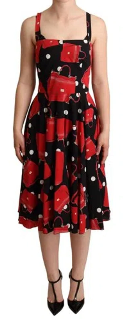 Pre-owned Dolce & Gabbana Dolce&gabbana Women Multicolor Dress Silk Bag Print A-line Sleeveless Sundress