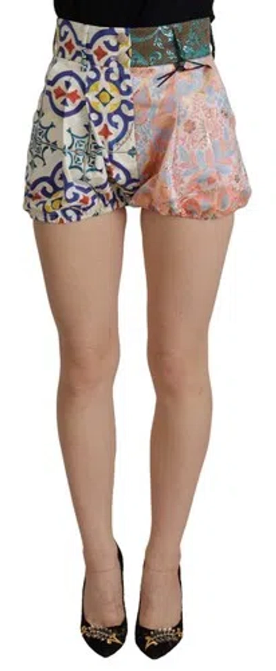 Pre-owned Dolce & Gabbana Dolce&gabbana Women Multicolor Hot Pants Cotton Stretch Majolica Print Shorts