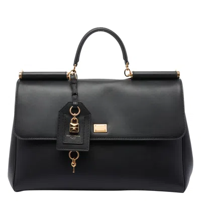 Dolce & Gabbana Dolce&gabbana Women My Sicily Handbag In Plonge' Leather In Black