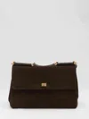 Dolce & Gabbana Structured Calf Leather Handbag With Detachable Strap In Brown