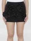 Dolce & Gabbana Ottoman Miniskirt With Flowers In Black