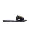 Dolce & Gabbana Logo-plaque Leather Slides In Black