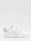 Dolce & Gabbana Portofino Low-top Leather Sneakers With Lateral Monogram In Pink