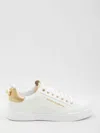 Dolce & Gabbana Portofino White Sneaker With Logo And Metallic Inserts In Leather Woman In Multi