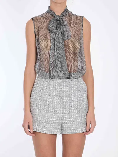 Dolce & Gabbana Dolce&gabbana Women Pussy Bow Top With Fur Print