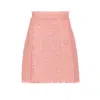 Dolce & Gabbana Pink Skirt With Logoed Buttons And Frayed Edges In Cotton Tweed Woman