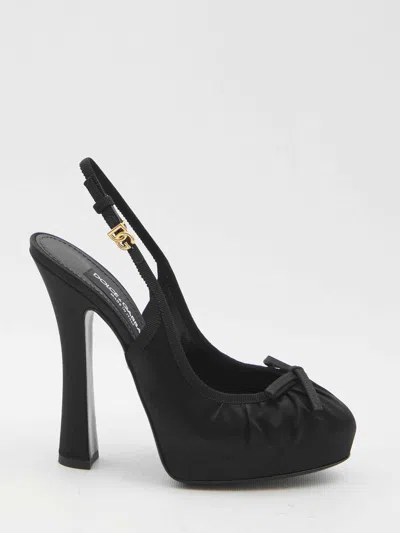 DOLCE & GABBANA DOLCE&GABBANA WOMEN SATIN SLINGBACK PLATFORM SHOES