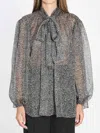 Dolce & Gabbana Dolce&gabbana Women Silk Chiffon Blouse With Chevron Print In Gray