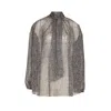 Dolce & Gabbana Dolce&gabbana Women Silk Chiffon Blouse With Chevron Print In Gray