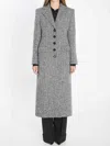 Dolce & Gabbana Chevron Pattern Single-breasted Wool Coat In Black