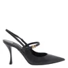 Dolce & Gabbana Pointed Toe Slingbacks With Delicate Ankle Strap In Black