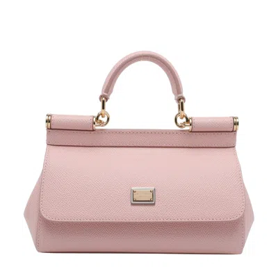 Dolce & Gabbana Pink Leather Sicily Long Small Top Handle Bag