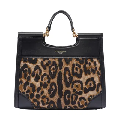 DOLCE & GABBANA DOLCE&GABBANA WOMEN SMALL SICILY SHOPPING BAG WITH LEO PRINT