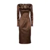 Dolce & Gabbana Stretch Satin Dress In Brown