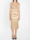 Dolce & Gabbana Stretch Satin Midi Dress In Neutral