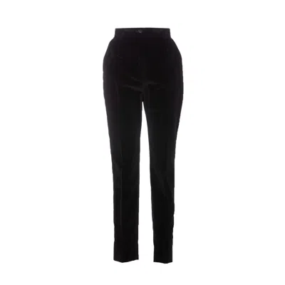 Dolce & Gabbana Virgin Wool Tapered Pants In Black