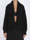 Dolce & Gabbana Black Cardigan With Wide Neckline On The Front In Virgin Wool Woman In Black