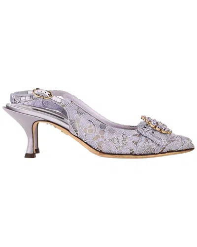 Dolce & Gabbana Dolce &gabbana Women's Viscose Crystal-embellished Lace Slingback Pump  (authentic Pre-loved) In Purple