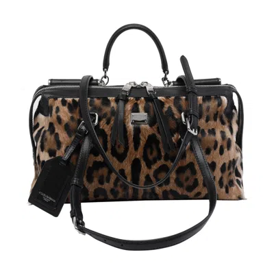 Dolce & Gabbana Dolce&gabbana Women Vittoria Leo Print Handbag In Brown