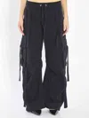 Dolce & Gabbana Wide Leg Cargo Trousers Pleated And Strap In Black