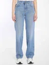 Dolce & Gabbana Blue Five Pocket Jeans With Metallic Logo Patch On The Back In Denim Woman In Blue