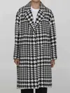 Dolce & Gabbana Black And White Coat With All-over Check Motiv In Wool Blend Woman