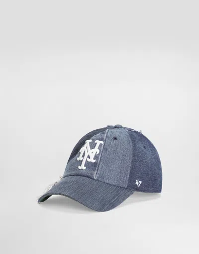Dolce & Gabbana Dolce&gabbana X '47 New York Mets Denim Patchwork Baseball Cap In Orange