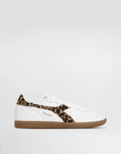 Dolce & Gabbana X Diadora Calfskin Sneakers In Animal Print