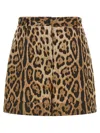 Dolce & Gabbana High Waist Leopard Stretch Drill Shorts In Brown