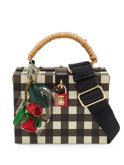 Pre-owned Dolce & Gabbana Dolce Box Gingham Tote Bag In Black