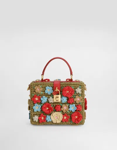 Dolce & Gabbana Dolce Box Raffia Crochet Handbag In Multi