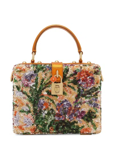Dolce & Gabbana Dolce Box Sequin-embellished Tote Bag In Orange