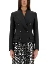 Dolce & Gabbana Dolce Double-breasted Jacket With Dg Logo Buttons In Charcoal