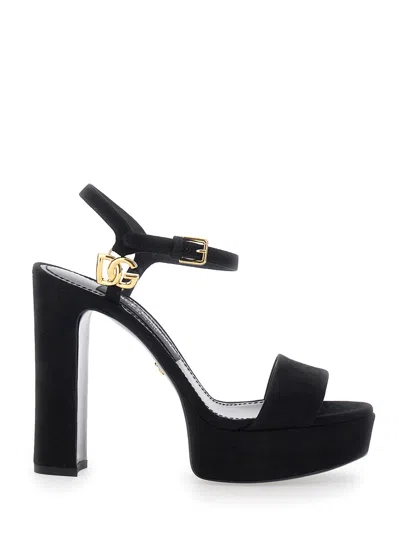 Dolce & Gabbana Dolce E Gabbana 90mm Platform Suede Heeled Sandals In Black