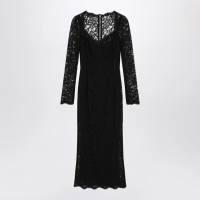 Dolce & Gabbana Dolce E Gabbana Black Floral Lace Midi Dress