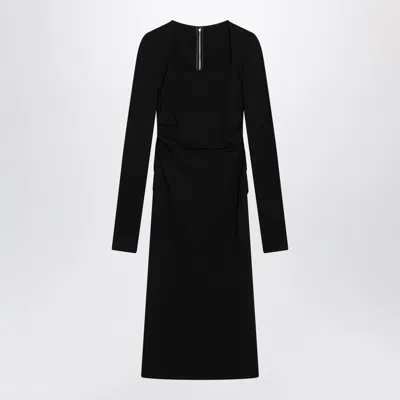 Dolce & Gabbana Dolce E Gabbana Black Jersey Sheath Mini Dress With Draped Waist