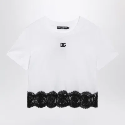 Dolce & Gabbana Dolce E Gabbana Lace-trim Jersey T-shirt In White
