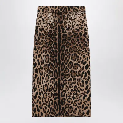 Dolce & Gabbana Dolce E Gabbana Leopard-print Cady Mini Skirt In Brown