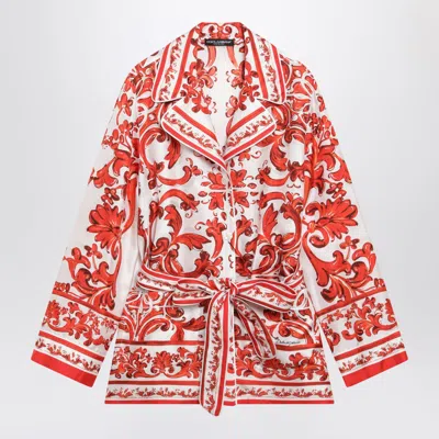 Dolce & Gabbana Dolce E Gabbana Majolica Print Silk Vanity Shirt In Multi
