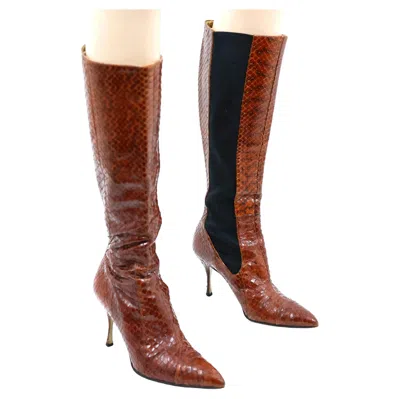 Pre-owned Dolce & Gabbana Dolce E Gabbana Python Boots In Brown