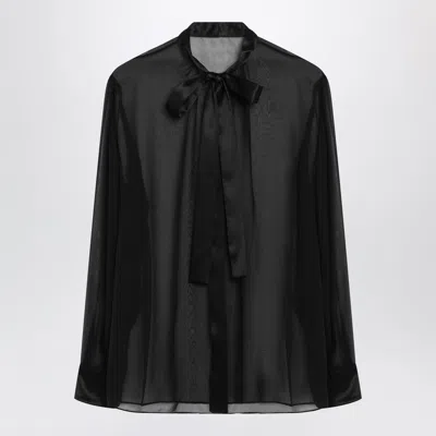 Dolce & Gabbana Dolce E Gabbana Silk Chiffon Shirt With Bow Neck Tie In Animal Print